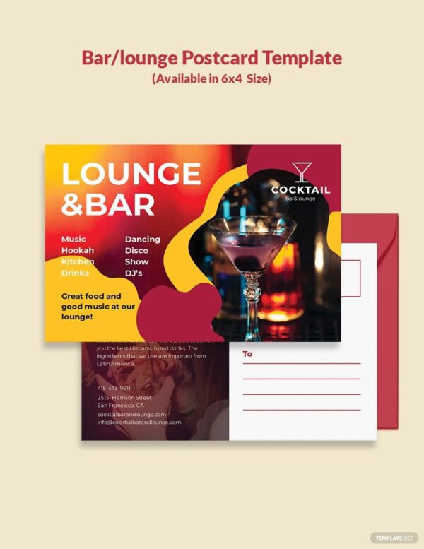 ZITNALTA Studio - Bar-lounge-Postcard-Template